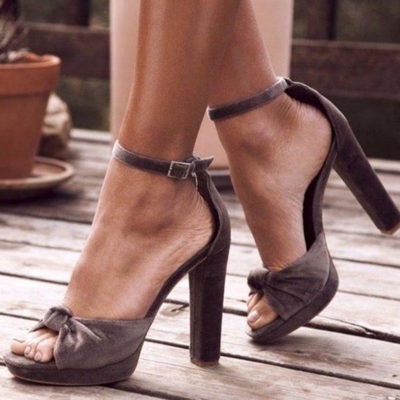 Joie Gray Velvet Twist Strap Heels - Picture 2 of 9